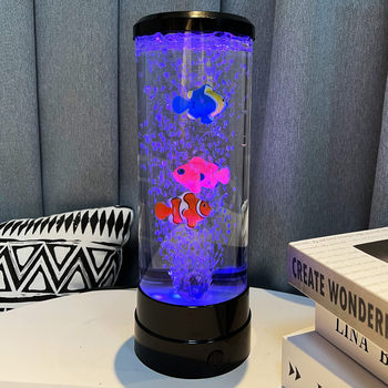Simulated Led Electronic Fish Tank Aquarium with Colorful Changing Bubble Fish Lights, Jellyfish Night Light, Bedroom Desktop Table Lamp