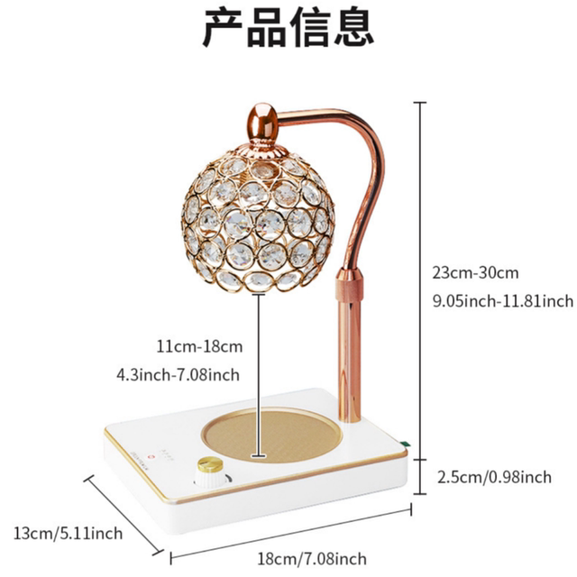 Liftable and timed melting wax lamp, fireless scented candle lamp, bedroom crystal atmosphere table lamp, melting candle diffuser night light