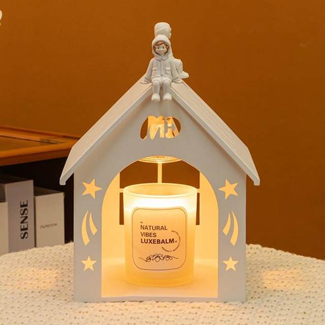 Small house melted wax lamp melted candle lamp fireless aromatherapy table lamp bedroom bedside lamp candle heater atmosphere night light