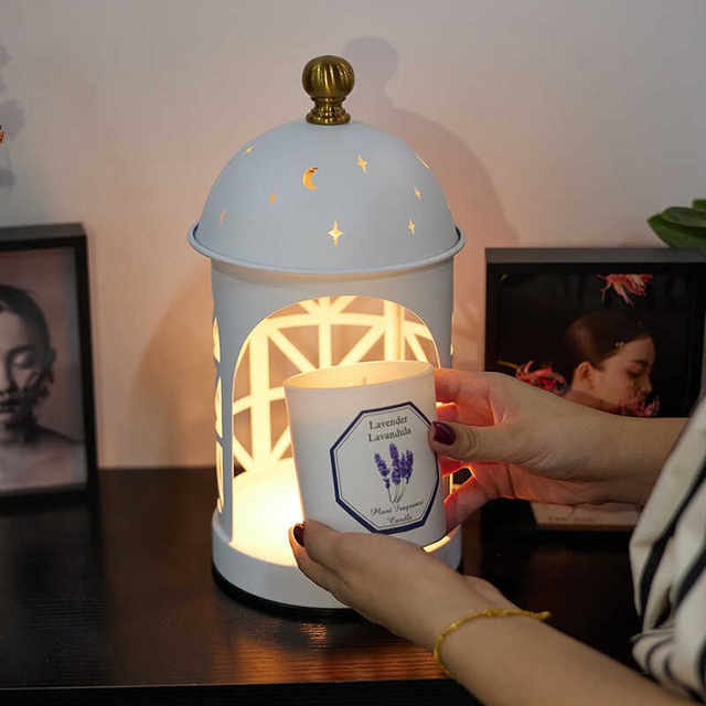 Castle fireless aromatherapy lamp melted wax lamp iron art scented candle melting lamp decorative table lamp atmosphere night light candle melting lamp