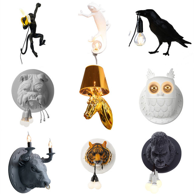 Nordic Animal Wall Lamp Designer Style Bedroom Bedside Lamp Living Room Dining Room Background Wall Corridor Aisle Creative Wall Lamp