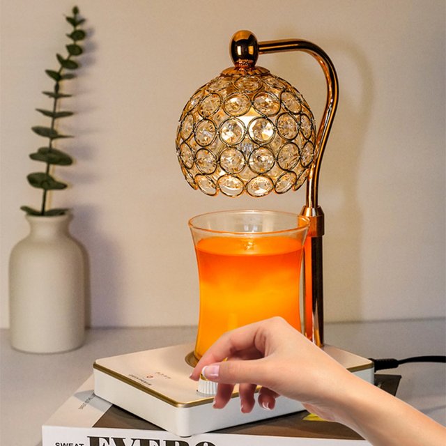 Liftable and timed melting wax lamp, fireless scented candle lamp, bedroom crystal atmosphere table lamp, melting candle diffuser night light