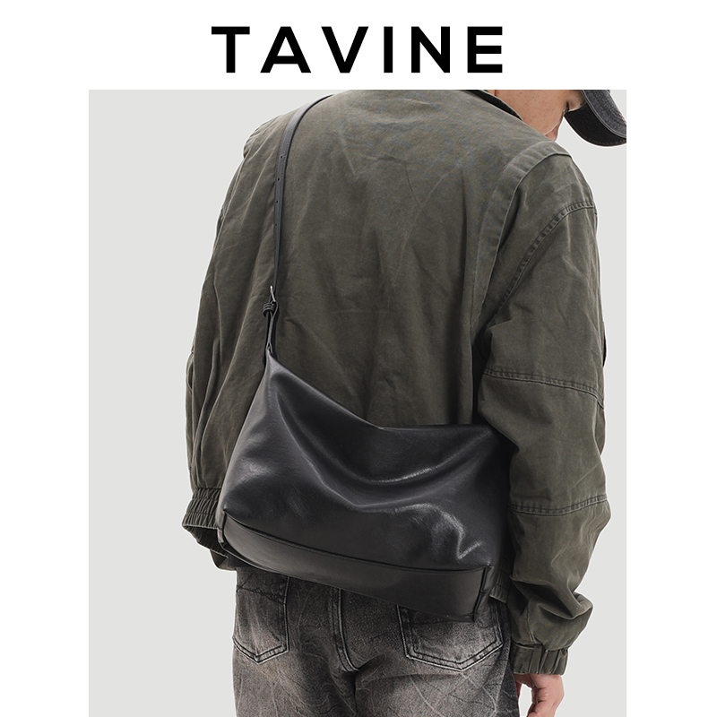 Tawini Niche Men's Crossbody Bag 2026 New Casual Simple Hobo Bag Large Capacity Commuter Bag Shoulder Bag