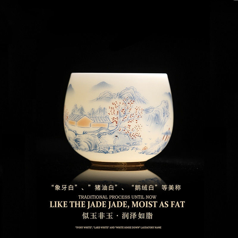 Cambodia Yuka white porcelain cup cup cup tea cup hundred surnames custom inscription personal Kung fu teacup