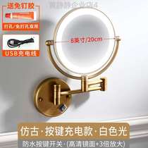 Hotel-style folding bathroom-free LED retractable wiring double-sided light mirror with mirror wall-mounted punched makeup mirror for beauty