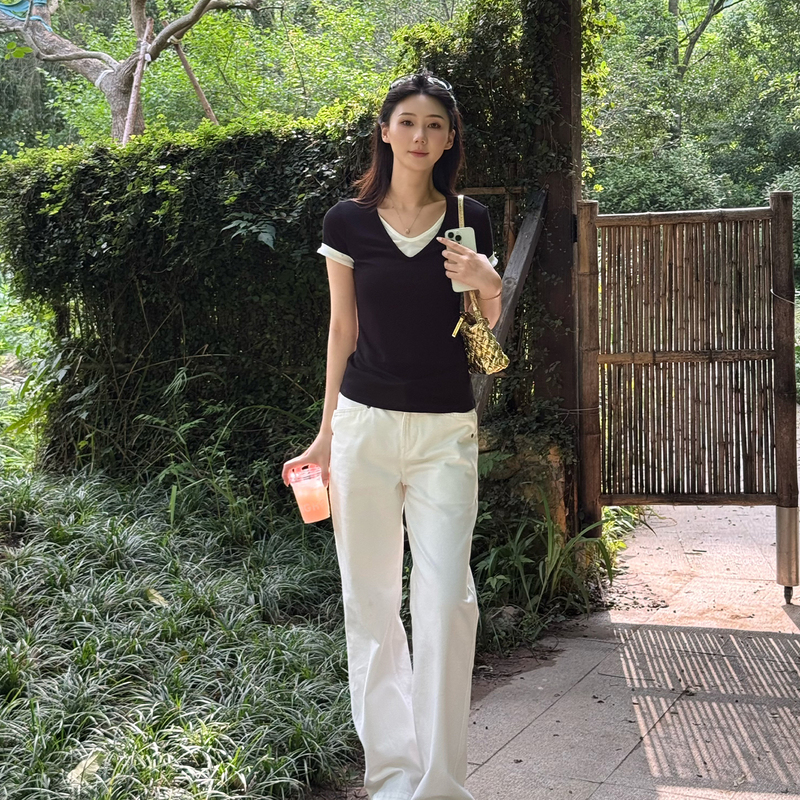 Wang Huanhuan Mslime【Modern Prelude】Lyocell Straight-Leg Wide-Leg Casual Jeans, Skin-Friendly and Breathable Long Pants
