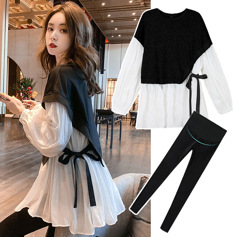 Pregnant women fashion suits fashionable casual early spring spring clothes spring and autumn outer wear suits small fragrance suits large size does not show pregnant