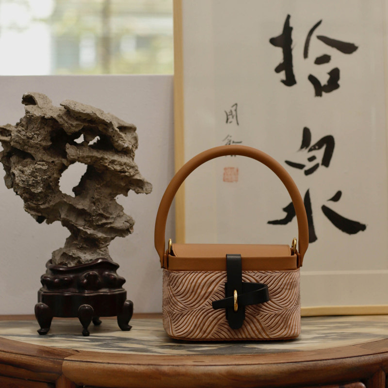 BEN by SONG Gate Series Water Ripple Buffalo Square Basket Bag Retro Slipple Bag Chinese crowdsourced