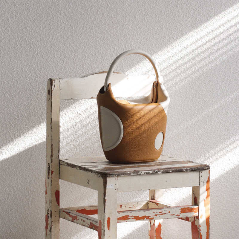 BEN by SONG small color matching mouth gold bucket bag designer original Chinese new niche bag