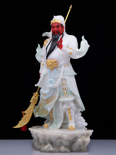 汉白玉武财神关公神像关圣帝君像关二爷镇宅店铺开业供奉招财摆件