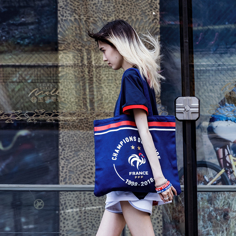 FFF French national football team European Cup France team classic canvas bag champion team logo blue storage bag