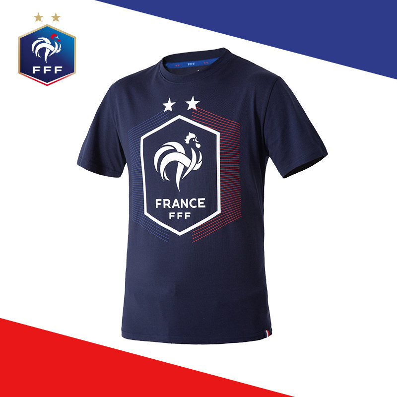 FFF France national football team France jersey training suit T-shirt import team emblem LOGO dark blue T-shirt man