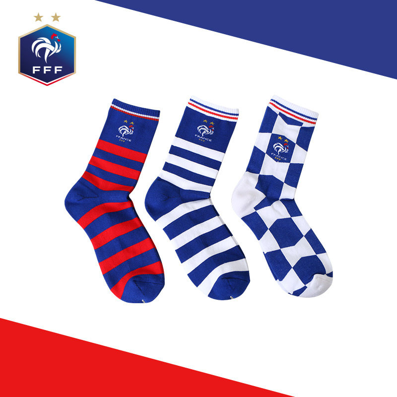 2022 Springtime New World Cup FFF France National Football Team Striped Collage Sports Tide BARREL SOCKS
