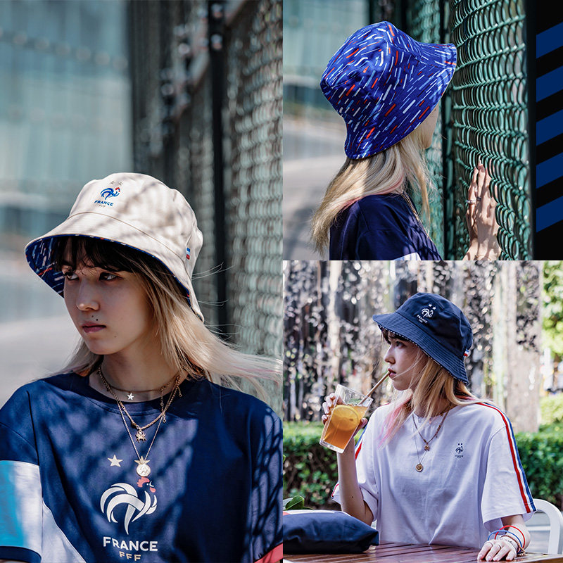 FFF French national football team World Cup French team sports cap double-sided fisherman hat outdoor leisure sun hat
