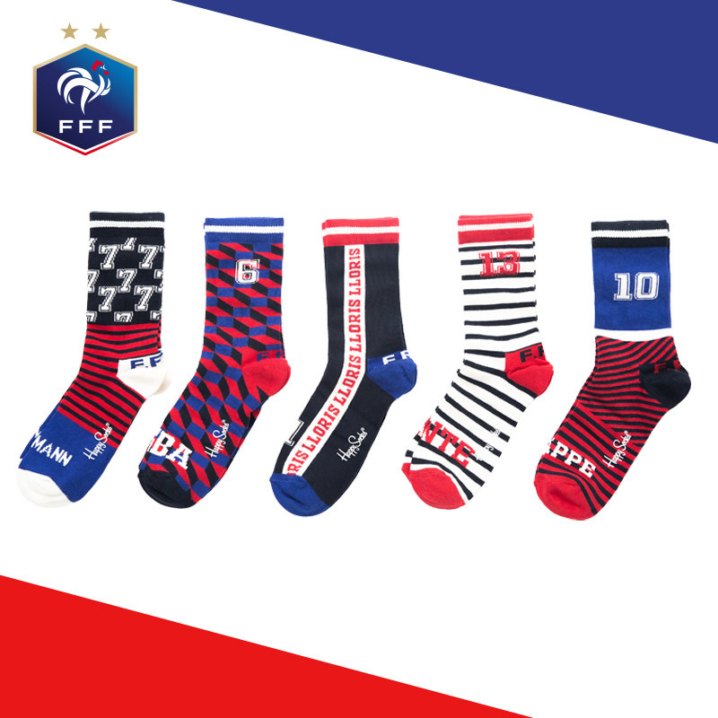 FFF French football team World Cup France imports Happy Socks joint Coloured Leisure Sox 5 Double Socks Socks