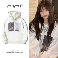 Белая утепленная зимняя толстовка с капюшоном, коллекция 2023, в американском стиле