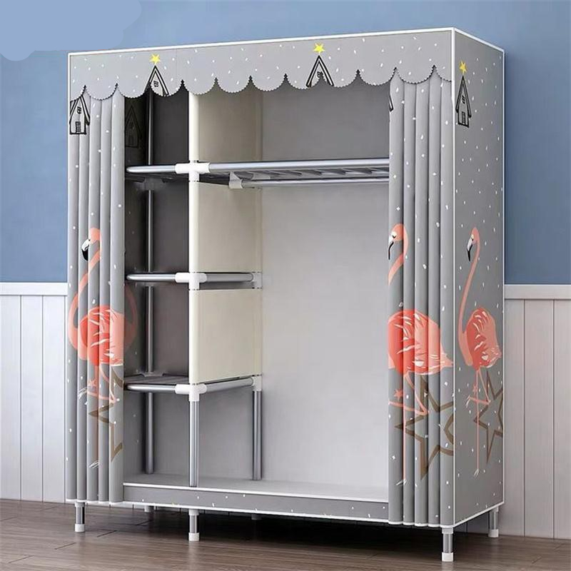 Modern simple storage hanging wardrobe Simple fabric wardrobe Rental room Household bedroom cabinet Assembly cloth cabinet