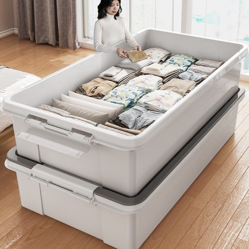 Plastic storage box home bed bottom storage finishing box side flat drawer type bedroom bed clothes storage artifact