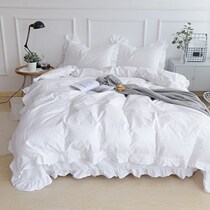 Pure cotton quilt cover single piece cotton quilt cover pillowcase three-piece set four-piece set 1 2m1 5m1 8-bed white princess