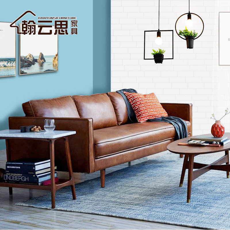 Nordic Office Sofa Combination Leisure Renaissance Triple Modern Simple Reception Small Household Leather Sofa