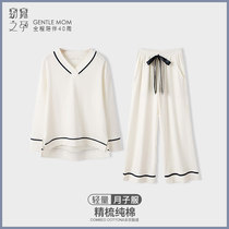 Monthly clothing Spring and autumn and winter postpartum nursing maternity pajamas Female maternity feeding pregnancy home clothes sweat-absorbing suit