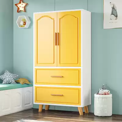Children's wardrobe boys small wardrobe girls home bedroom European style wood simple modern small apartment girls