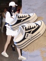 Red Dragonfly Brand Clearance Baotou Slippers Womens Summer Outerwear 2023 New Canvas Shoes Thick Sole No Heel