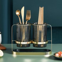 Light luxury chopsticks storage rack household chopsticks bucket drain chopsticks tube wall-mounted kitchen storage box chopsticks basket chopsticks cage