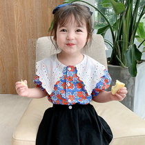 Childrens Summer Childrens Plastic Flower Girl Baby Short sleeves Han Edition Shirt Childrens Shirt Ocean Top