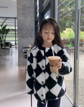 Child Imitation Rabbit Suede Leather Grass Woman 2022 Early Spring New Thickened Warm Baby Cotton Coat Cotton Padded Jacket Girl Foreign Air Jacket