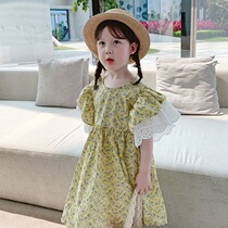 Childrens dress 2022 summer new girl gas - broken flower dress childrens retro dress baby long skirt
