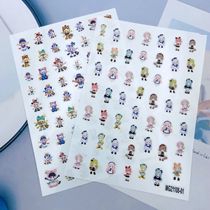 DIY Japanese Synchronized Thin Translucent Adhesive Nail Art Stickers New Cute Cartoon Long Hair Girl Series