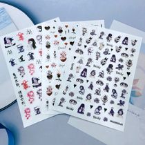 DIY Japanese Synchronized Thin Translucent Adhesive Nail Art Stickers New Taoist and Crying Blood Girl Halloween