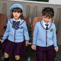Primary school autumn and winter school uniforms male and female uniforms English sweaters three-piece kindergarten performance class uniforms
