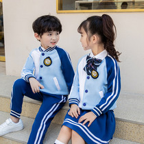 Primary school class uniforms British spring and autumn baseball suits new childrens sports school uniforms three sets of kindergarten uniforms