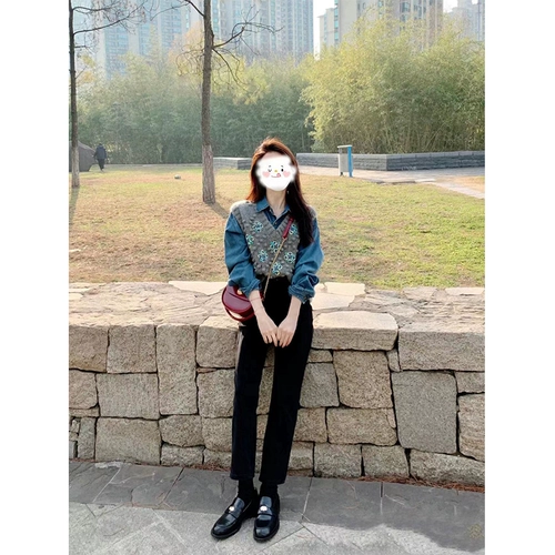 Весенний ретро трикотажный жилет, рубашка, комплект