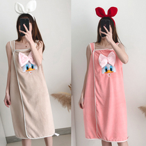 Plus size bath towel adult can wear womens bath skirt sexy bathrobe sling large bath towel coral fleece absorbs water and does not shed