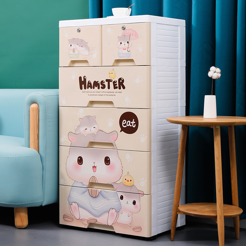 Thickened children's wardrobe baby baby storage cabinet cartoon simple bedroom clothes toys assembly plastic wardrobe