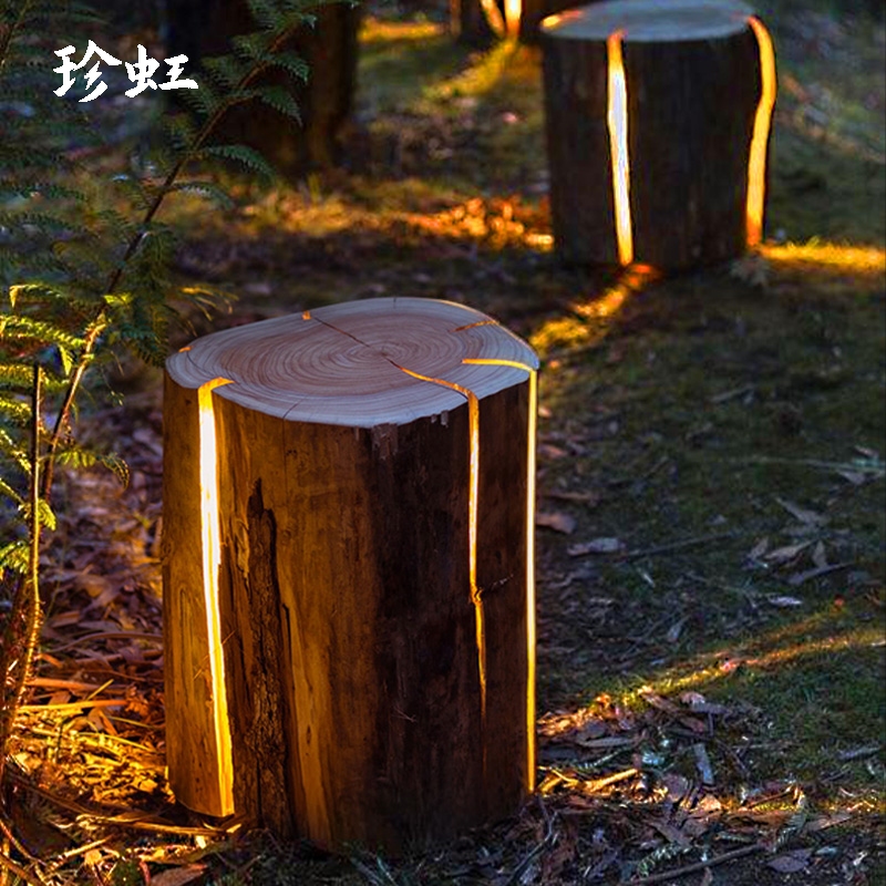 Simulation Tree Stump Light Wood Pile Lamp Park Grass Ground Floor Lamp Solar Landscape Wood Headlights Garden District Villa Grass Terrace Lamp