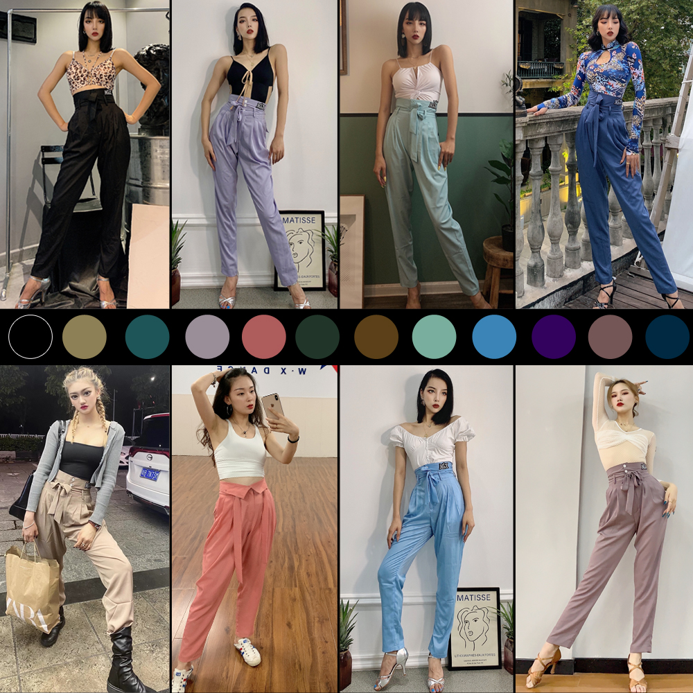 MLX new national standard dance training foot training pants high waist low waist two wear Latin dance adult female practice pants