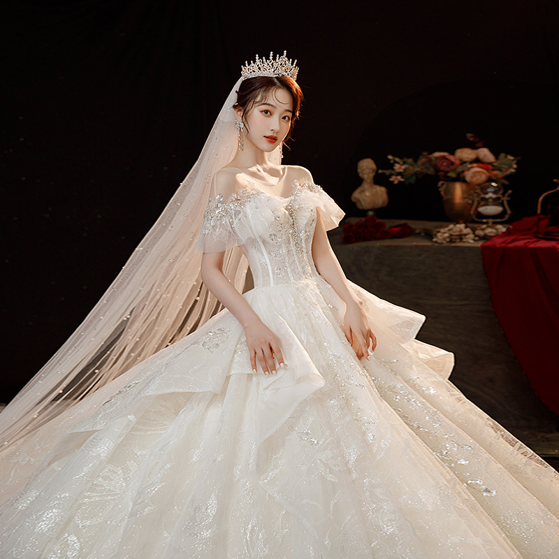 Four colors French Hepburn Wednesses Women's Luxury Out of the Gate 2024 New Advanced texture, Shoulder Best Bride, Marriage Main Dress Four colors French Hepburn Wednesses Women's Luxury Out of the Gate 2024 New Advanced texture, Shoulder Best Bride, Marriage Main Dress
