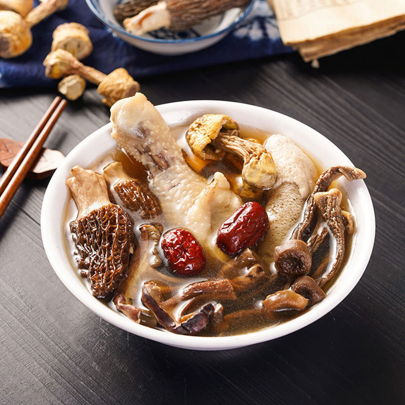 Baicao Frontier Colorful Mushroom Soup Package Yunnan Morel Mushroom Pine Rong Mushroom Package Soup Mushroom Package Soup Package Soil Specialty Dry Goods