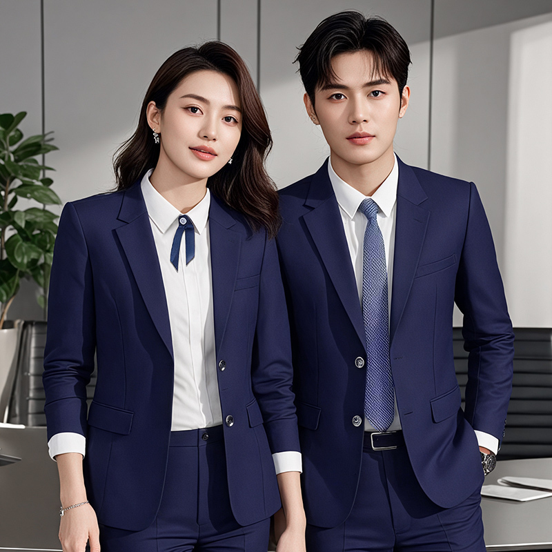 Suit Set for Women 2026 New Style High-End Unisex Professional Attire Interview Wrinkle-Free Navy Blue Long-Sleeve Workwear Suit Set for Women 2026 New Style High-End Unisex Professional Attire Interview Wrinkle-Free Navy Blue Long-Sleeve Workwear