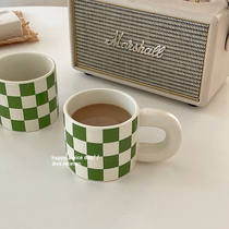 ins south korea wind green board gmac cup fatfat handle handle coffee cup milk cup ceramic lovers water cup
