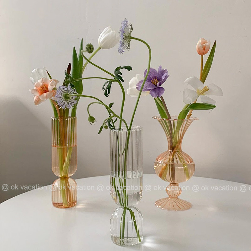 ins - Strip Vase Creative Transparent Glass Fittings Garment in Nordic Wind - Strip Hydro Home Decoration