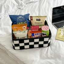Nordic Black And White Chessboard Lattice Containing Box tea table Snack Cloth Art Containing cosmetics Miscellaneous Tabletop containing basket