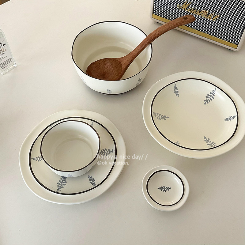 Japanese in high-color retro matte ceramic tableware set housedish dish dish soup bowl deep dish rice bowl