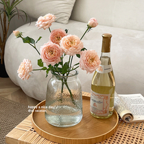 ins feng shui corrugated relief patterned Nordic minimalist glass vase hydroponic stay-at-home water nourishing floral tabletop pendulum pieces