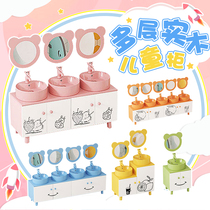 Kindergarten Early Teaching Center Children Color Solid Wood Bathroom Cabinet High and Low Handwashing Table