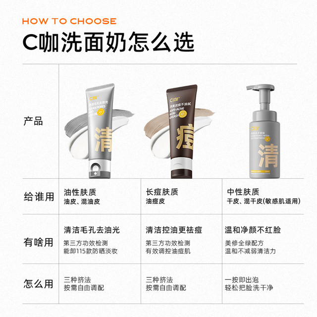 C Coffee Amino Acid Double Tube Facial Cleanser ຄວບຄຸມຄວາມມັນຂອງຜູ້ຊາຍ ແລະຜູ້ຍິງ ເຮັດຄວາມສະອາດຮູຂຸມຂົນ ແລະລົບການແຕ່ງຫນ້າສອງໃນຫນຶ່ງ ຢ່າງເປັນທາງການຂອງຮ້ານ Flagship ຂອງແທ້